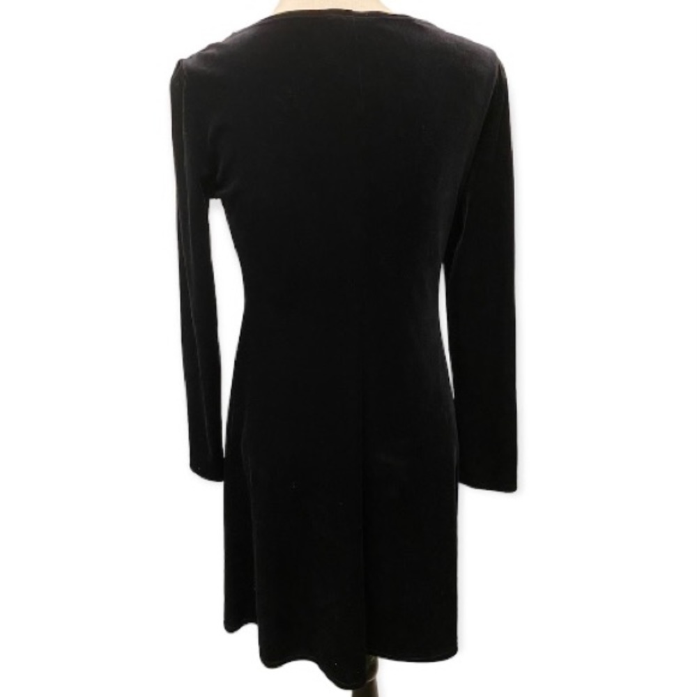 Social Circles 8 Petite Velour Long Sleeve Dress Black Bodycon Some Stretch - Picture 3 of 9